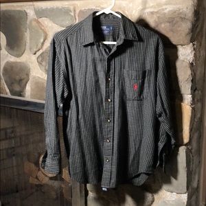 Polo Ralph Lauren. Black, white/green plaid shirt
